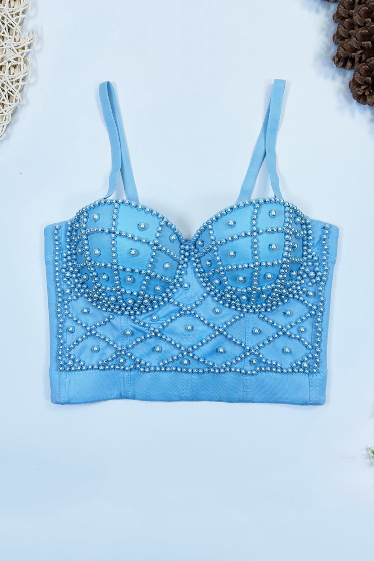 Strappy Pearl-Detail Cami Top