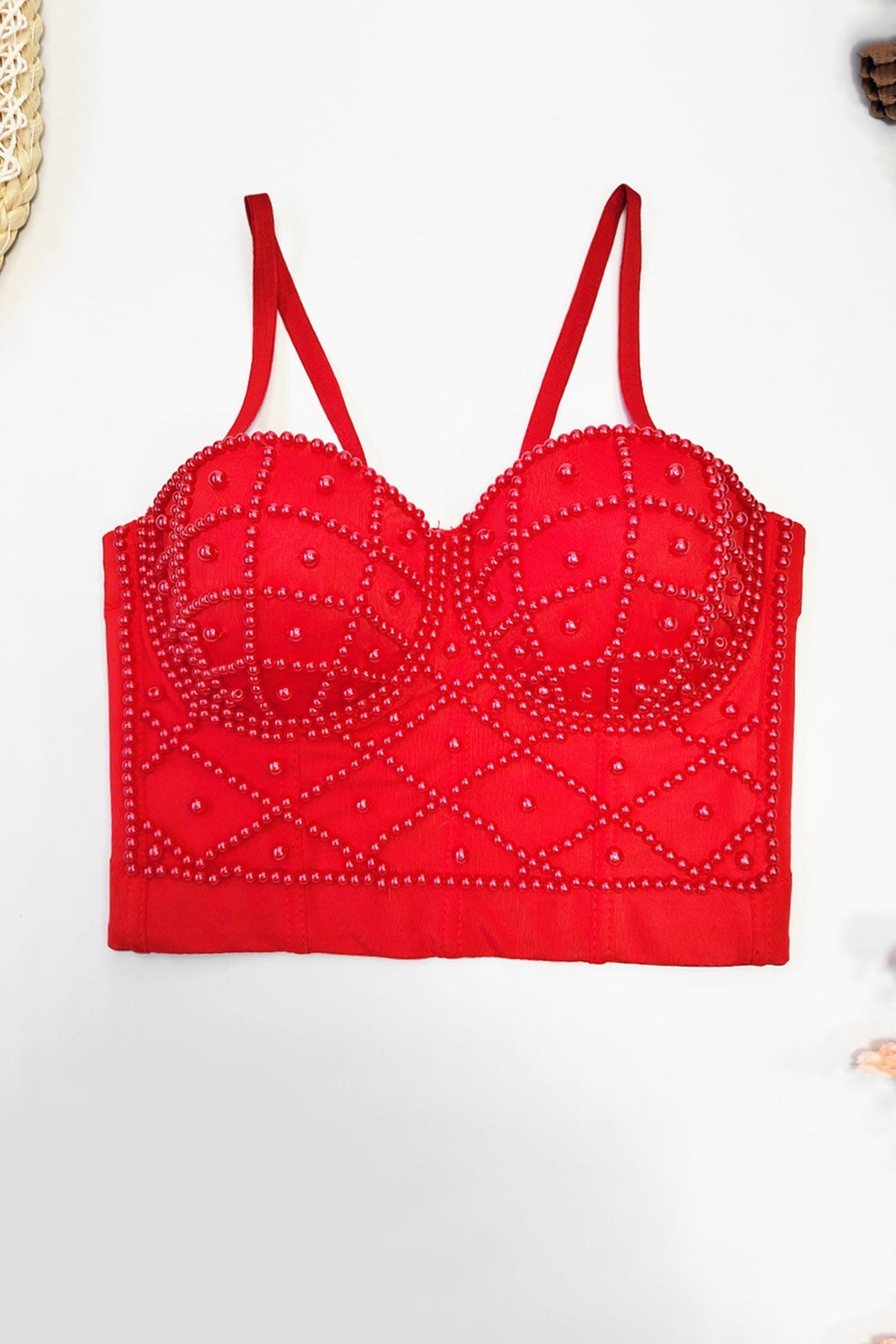 Strappy Pearl-Detail Cami Top
