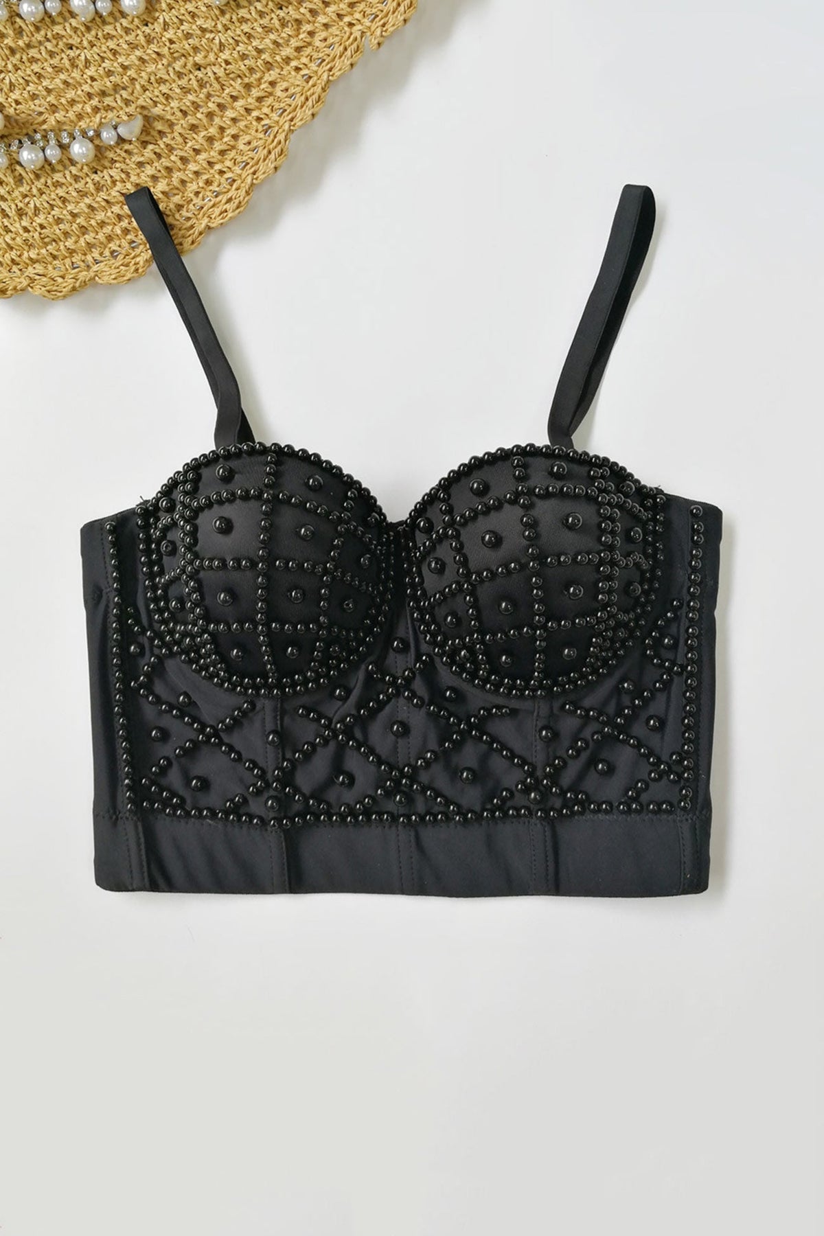 Strappy Pearl-Detail Cami Top