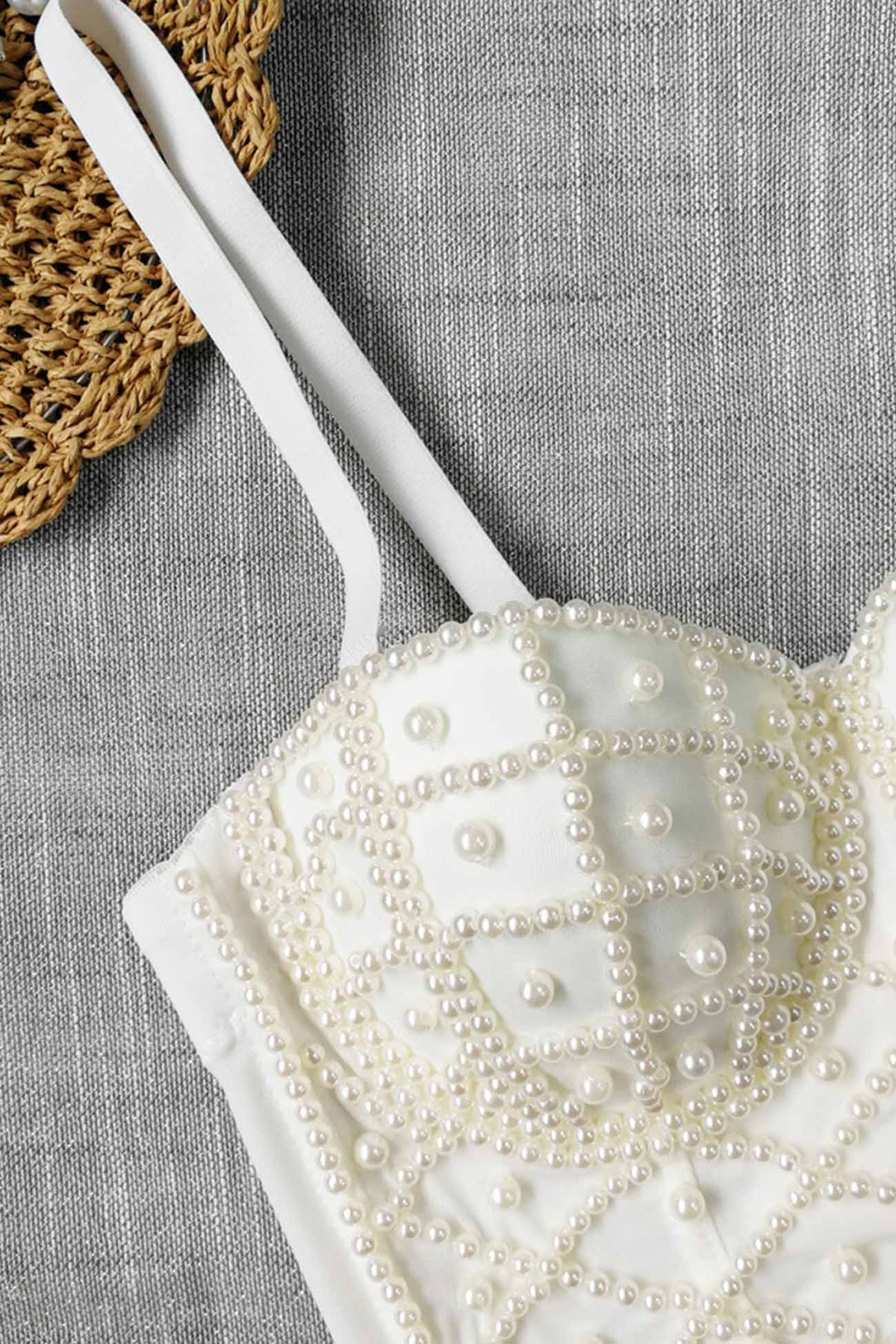 Strappy Pearl-Detail Cami Top