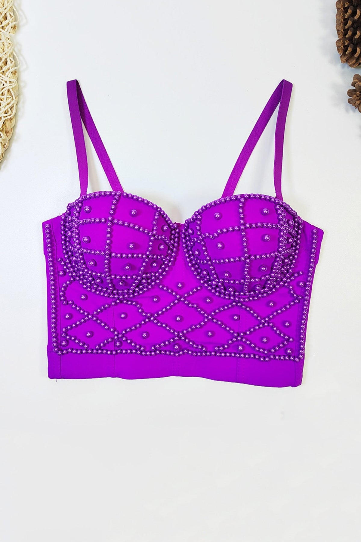 Strappy Pearl-Detail Cami Top