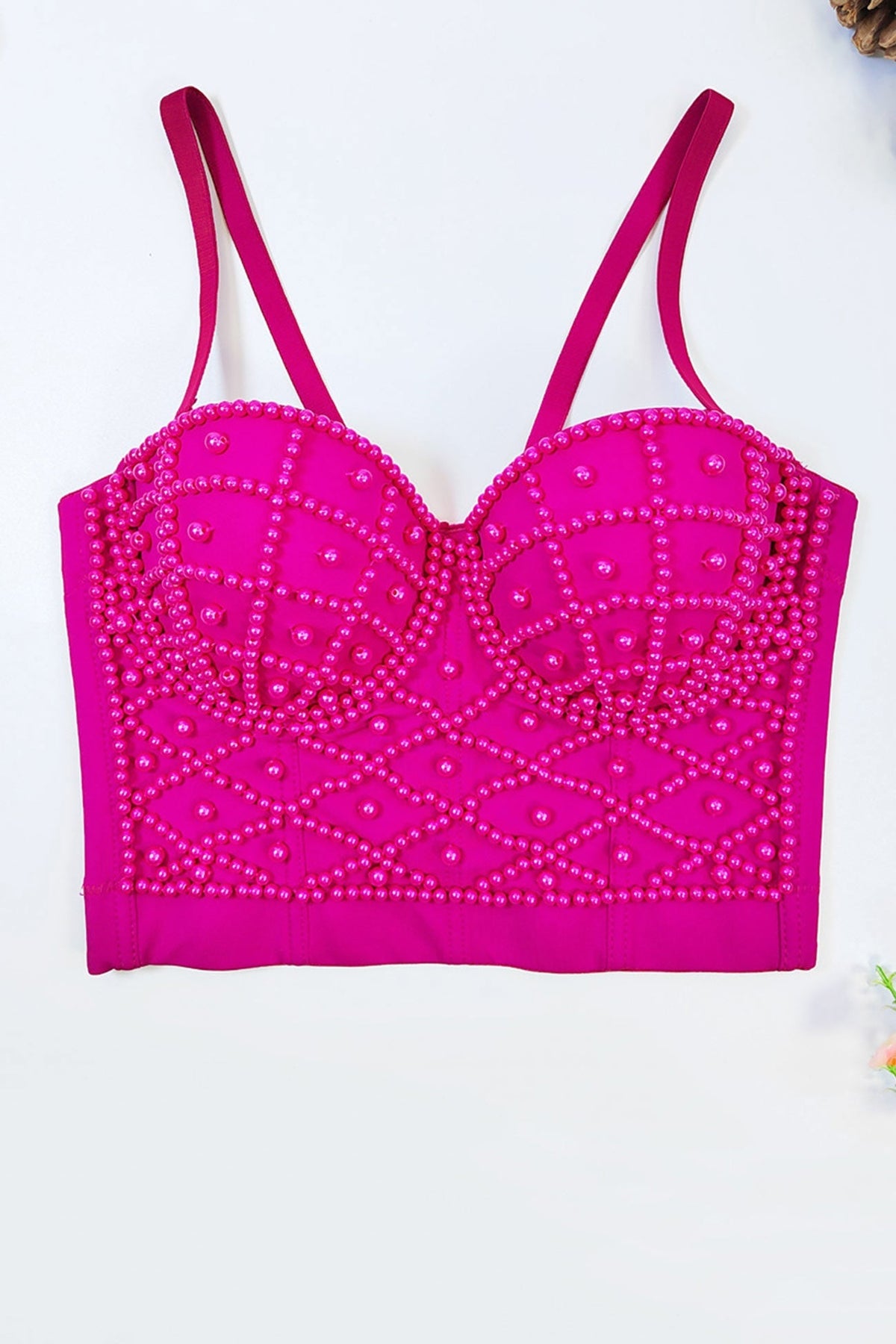 Strappy Pearl-Detail Cami Top
