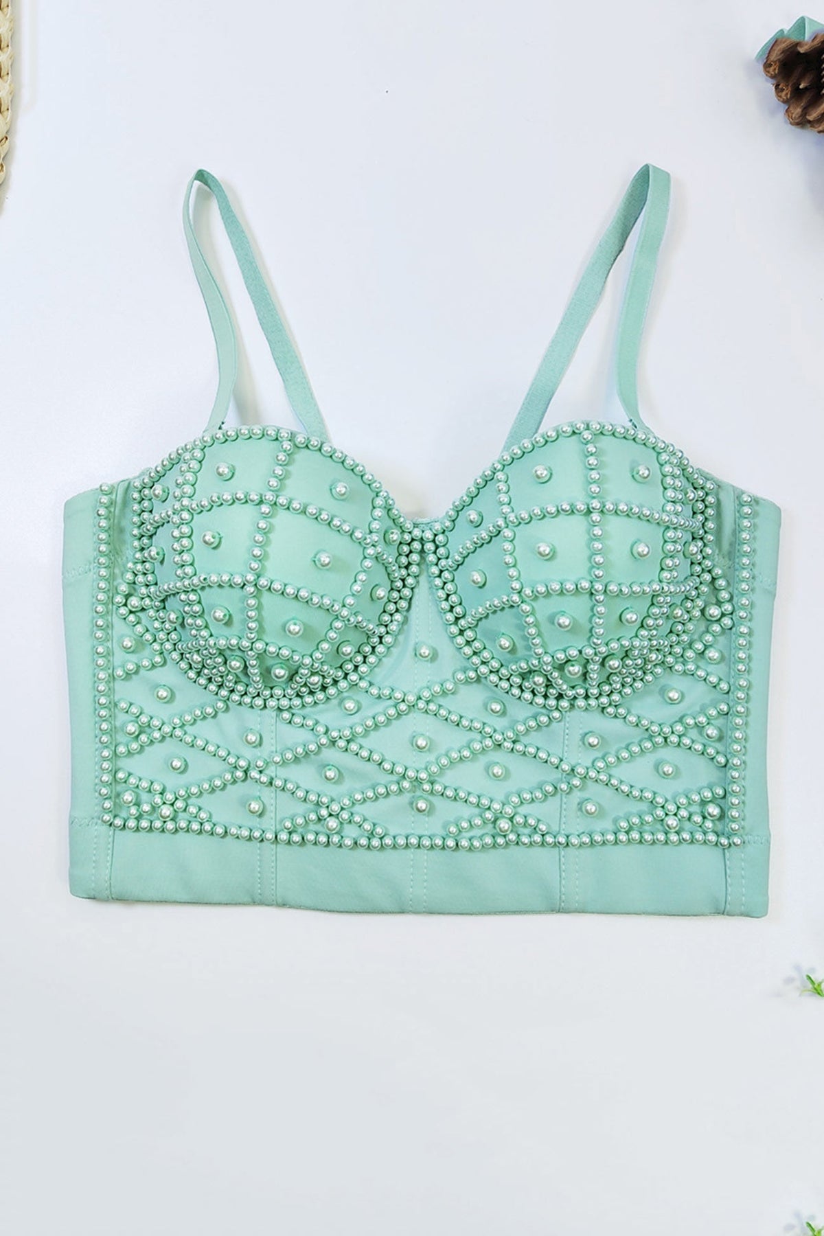 Strappy Pearl-Detail Cami Top