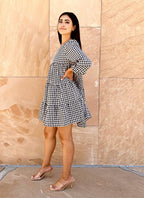Long-Sleeve Gingham Dress