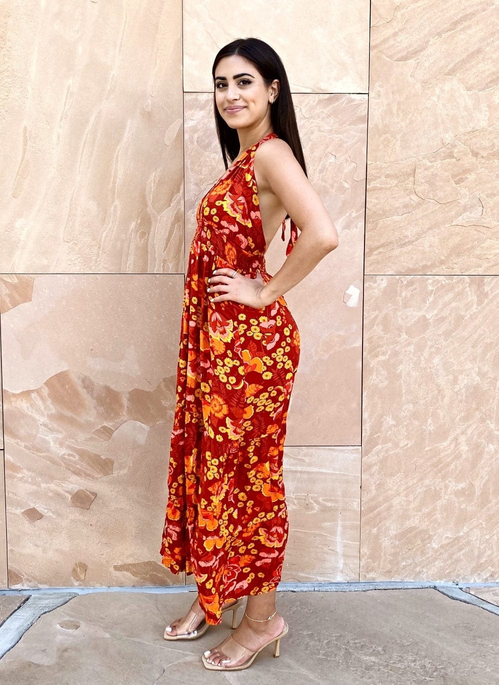 Floral Halterneck Maxi Dress