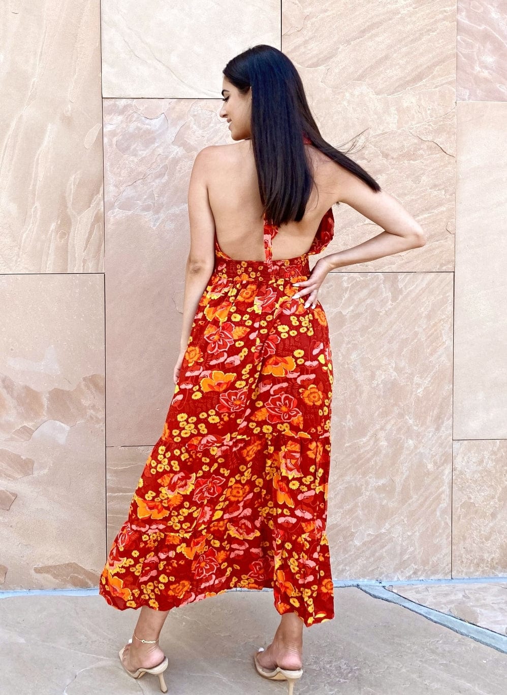 Floral Halterneck Maxi Dress