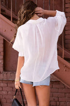 Relaxed-Fit Long-Sleeve Blouse with Pleat Details