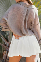 Relaxed-Fit Long-Sleeve Blouse with Pleat Details
