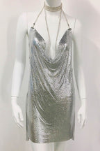 Strappy Glitter Dress with Rhinestone Accents