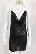 Strappy Glitter Dress with Rhinestone Accents