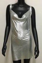 Strappy Glitter Dress with Rhinestone Accents