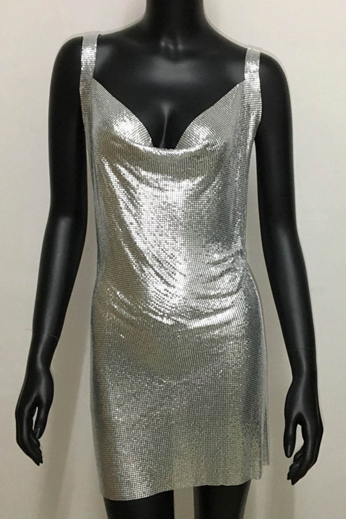 Strappy Glitter Dress with Rhinestone Accents