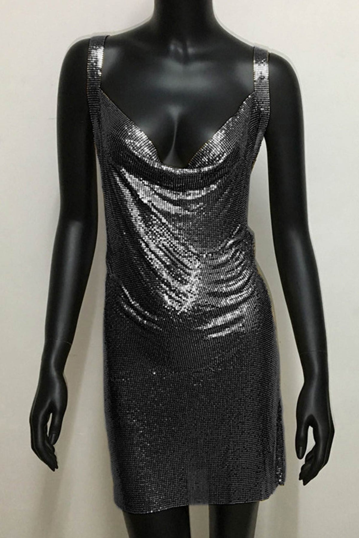 Strappy Glitter Dress with Rhinestone Accents
