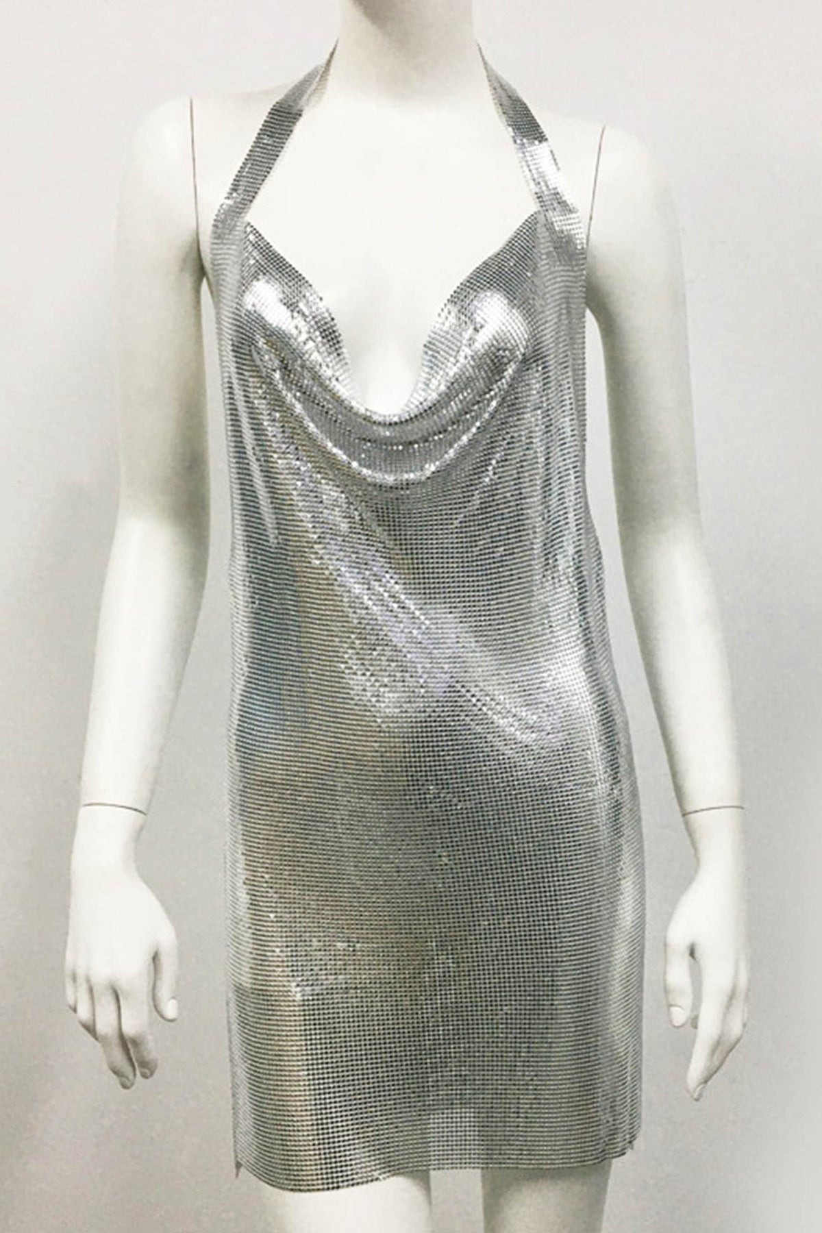 Strappy Glitter Dress with Rhinestone Accents