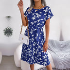Floral High-Rise Dress with Pleat Details