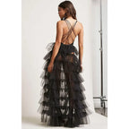 Ruffles Tulle Floor-Length Skirt