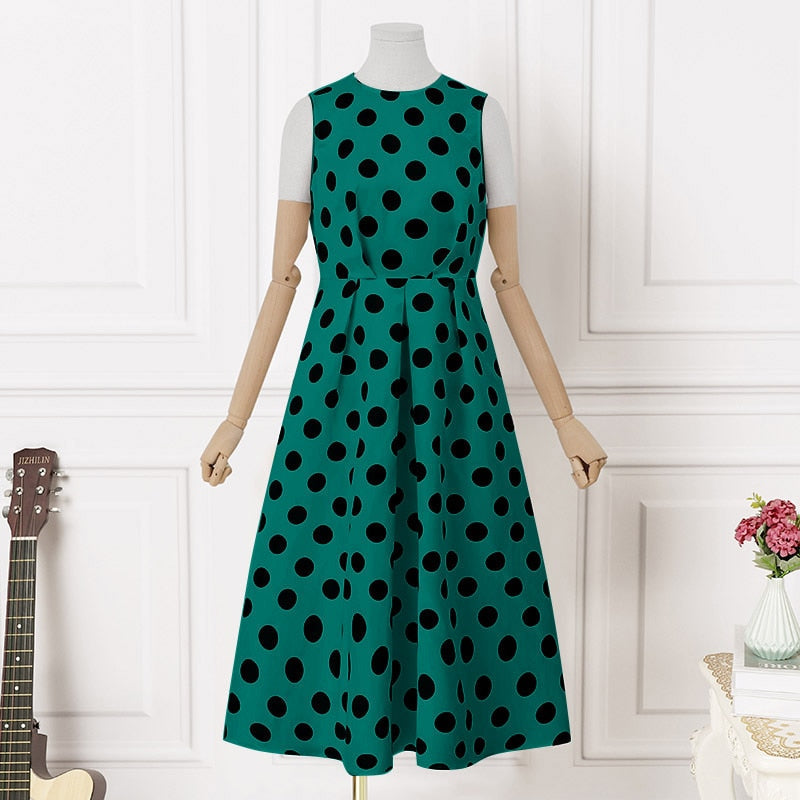 A-Line Sleeveless Dress with a Round Neck