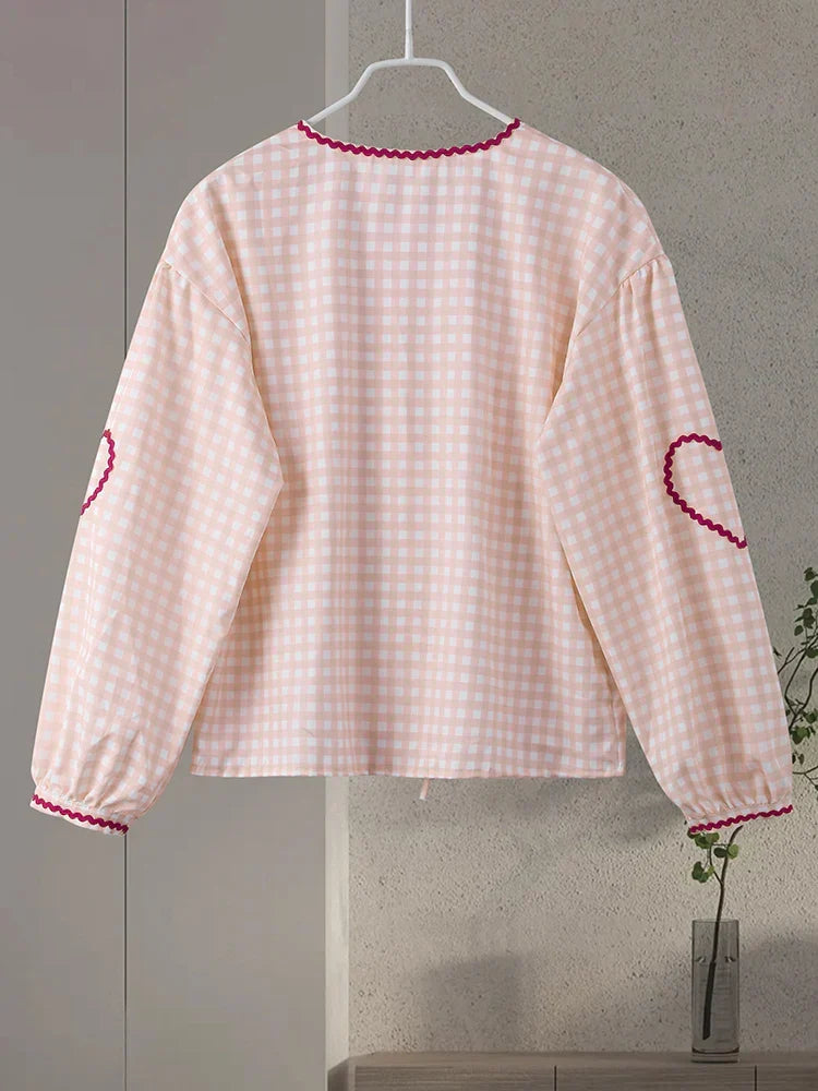 V-Neck Pleated Twist-Detail Blouse