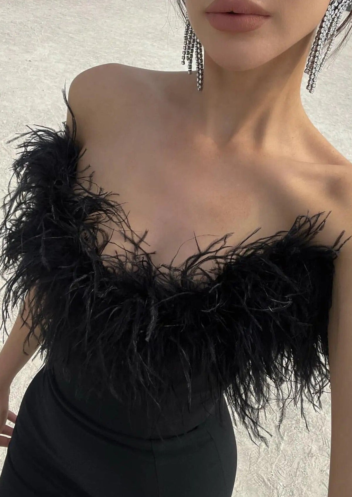 Dress with Feather Details