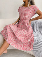 Floral High-Rise Dress with Pleat Details
