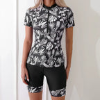 Short Sleeve Rash Guard Bikini Two Piece Set Black / S
