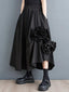 Vintage Floral Baggy Midi Skirt Black / One Size