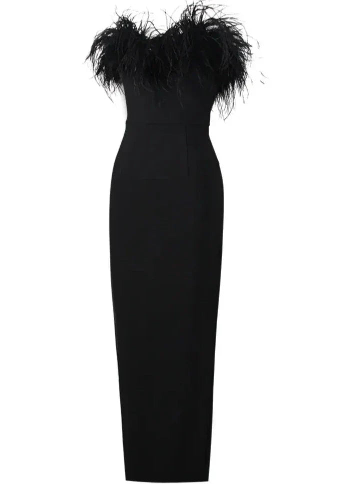 Dress with Feather Details