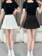 Rivet Pleated A-line Street Skirt