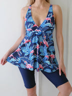 Straped Print Beach Dress Two Piece Set