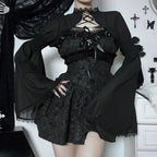 Graceful Tie Up Chiffon Top Black / S