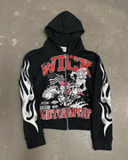 Dark Printed Design Pullover Hoodie black1 / M