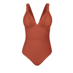 Ruched V-neck Backless Monokini One Piece Set orange / XS