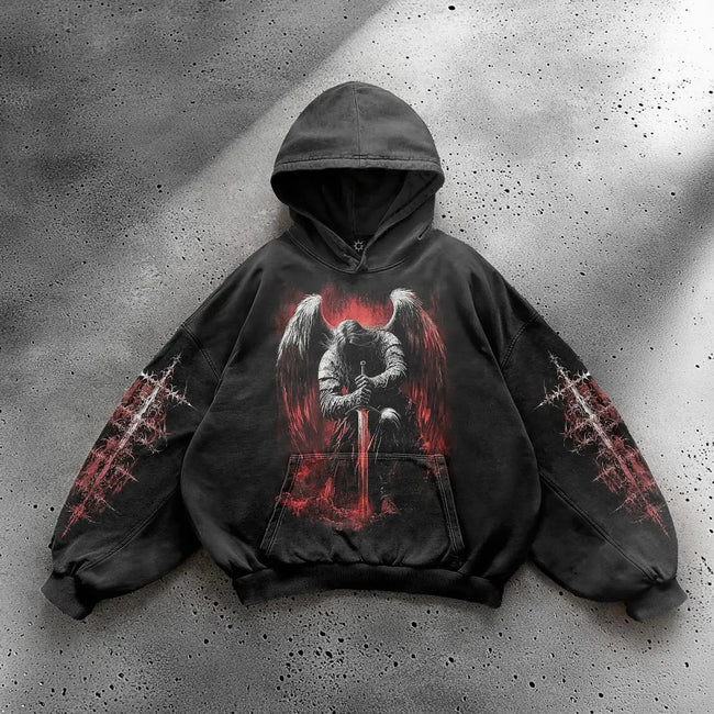 Harajuku Mysterious Printed Hoodie black1 / M Main image