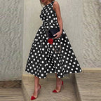 A-Line Sleeveless Dress with a Round Neck
