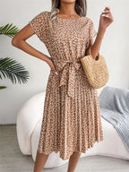 Floral High-Rise Dress with Pleat Details
