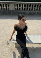 Dress with Feather Details