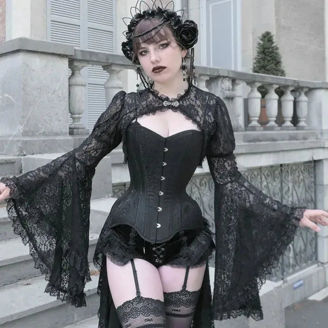 Dark Flared Sleeve Silk Blouse Black / S Main image