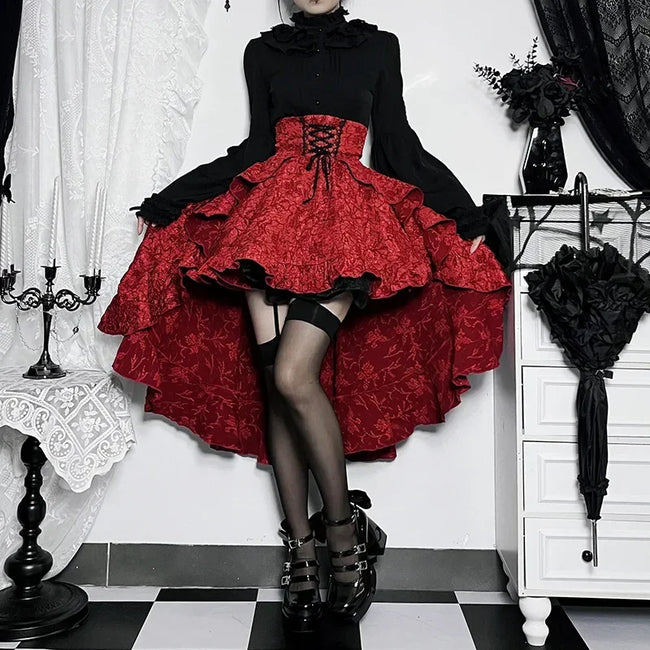 Shirring Pleated Corset Vintage Skirt Main image