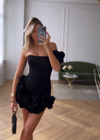Off-Shoulder Bodycon Mini Dress with Ruffle Details