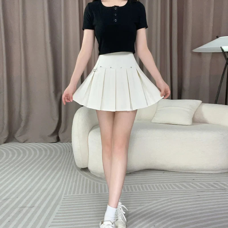 Rivet Pleated A-line Street Skirt