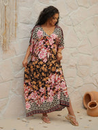 Plus Size Boho Floral Beach Cover Up
