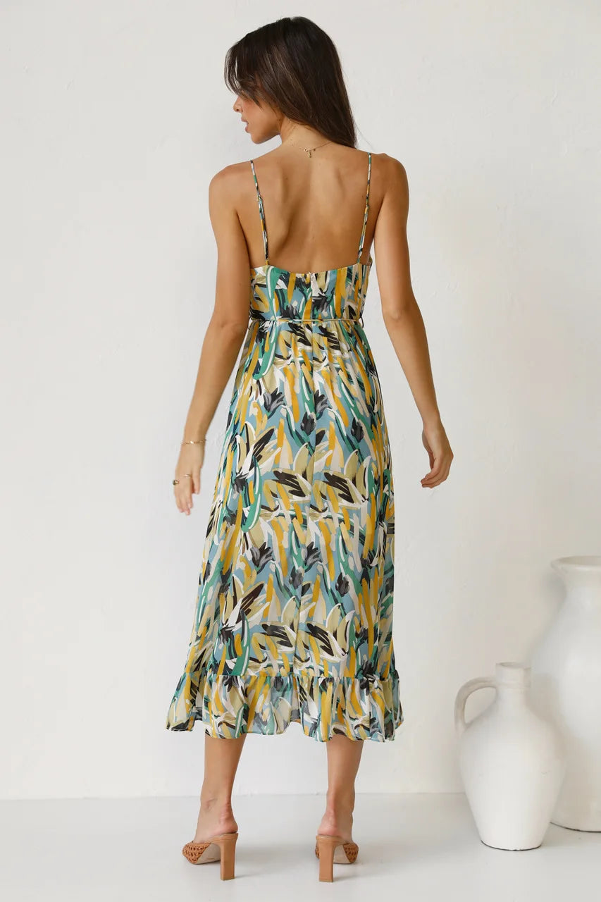 Eye-Graphic Twist-Detail Maxi Dress