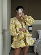 Floral Dress with Ruffle Details