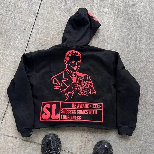 Dark Alphabet Graphic Pullover Hoodie black3 / S