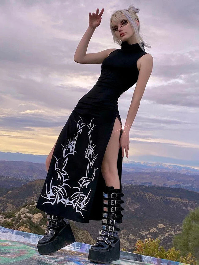 Sleeveless Mysterious Full-Length Dress Black / S Main image