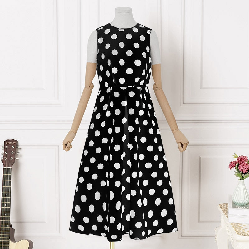 A-Line Sleeveless Dress with a Round Neck