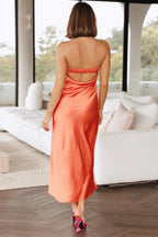 Satin Strapless Midi Dress