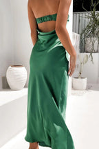 Satin Strapless Midi Dress