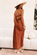 Satin Strapless Midi Dress