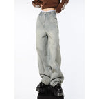 Blue Wide-Leg High-Rise Denim Jeans